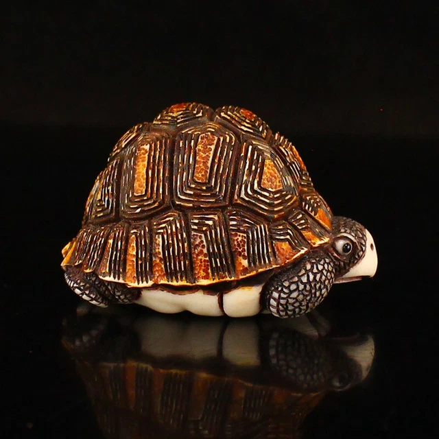 Vintage Chinese Deer Horn Carved Turtle Statue