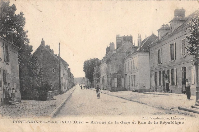 Cpa 60 Pont Sainte Maxence / Avenue De La Gare Et Rue De La Republique