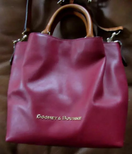 Dooney & Bourke CITY SMALL BARLOW Shoulder Bag Purse Burgundy Red Leather EUC 2