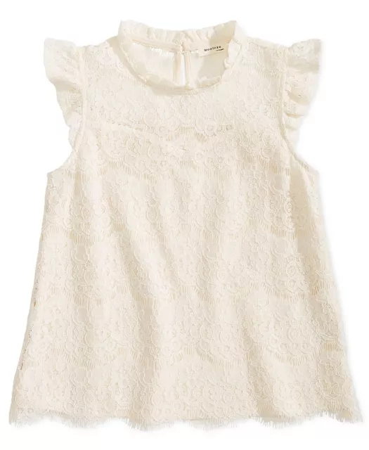 Monteau Big Girls Ruffle-Trim Lace Top,Large 3