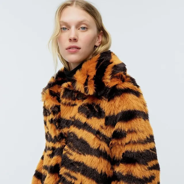 NWT J. Crew Collection $278 Faux Fur Tiger Coat AF008 | Size X-Small & Small