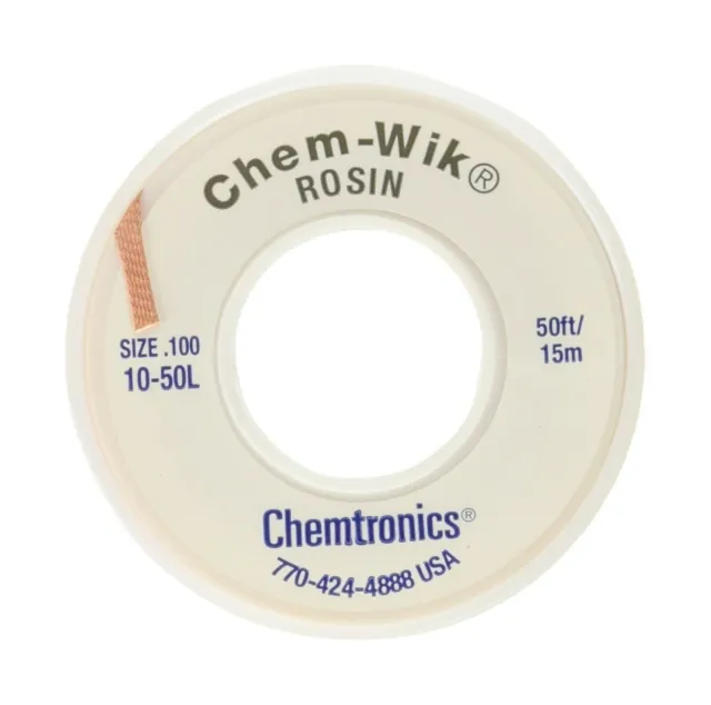 Chemtronics Desoldering Braid, Chem-Wik, Rosin, 10-50L 0.10", 50ft.