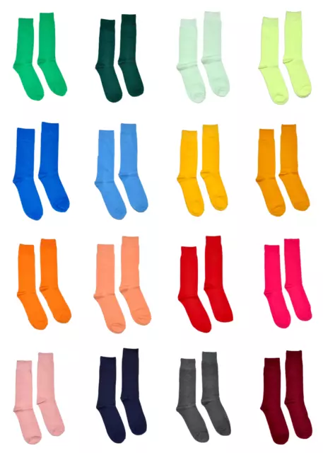 Mens Colorful Dress Crew Socks Solid Color Wedding Party Costume Prom Groomsmen