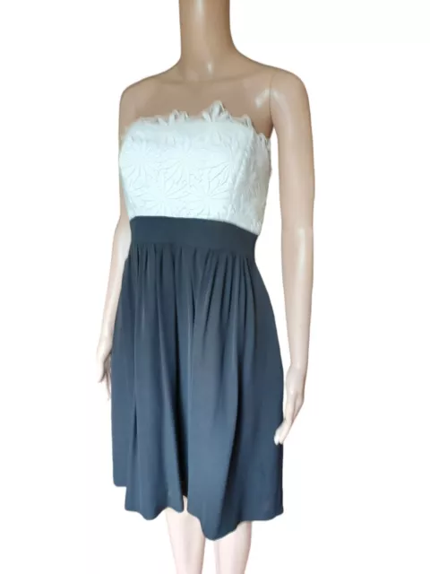 Shoshanna Womens Strapless Lace Dress Knee Length Aline Empire Waist Size 10