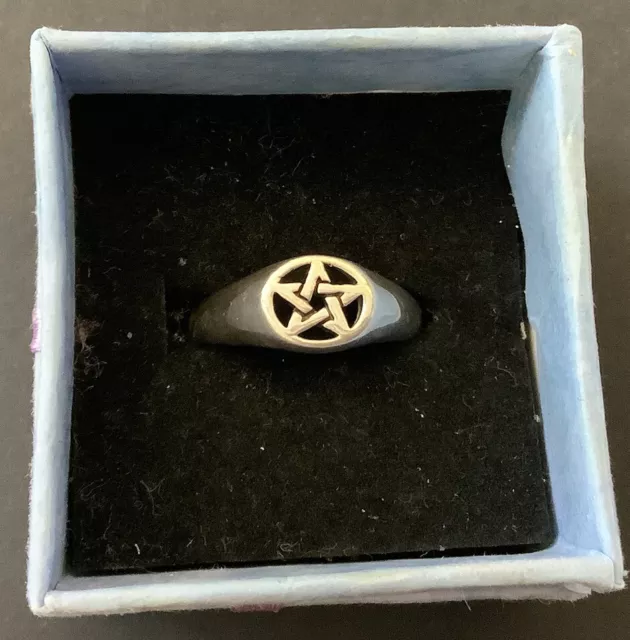 Vintage 925 Sterling Silver Pentagram Star Toe Ring Adjustable Wicca Jewellery