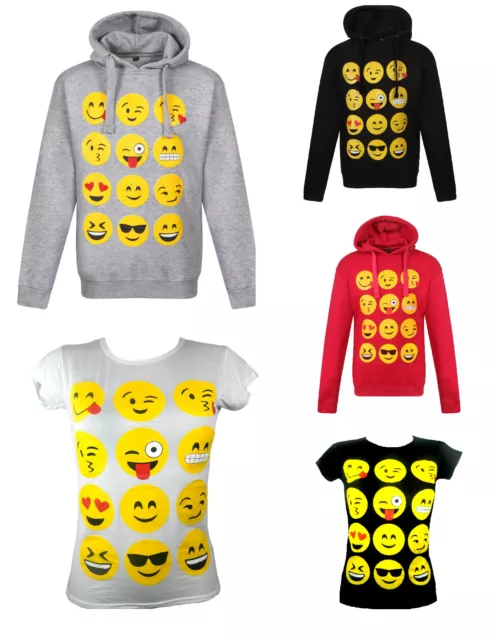 Bambini Ragazzi Emoji Faces Manica Corta T-Shirt Sudare Camicie Felpe 7-13 Anni