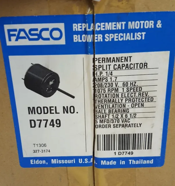 Moteur ventilateur à condensateur Fasco D7749 5,6" 1/4 HP 2