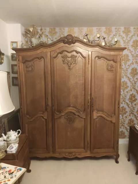 French Louis XV 3 door Wardrobe Carved Oak
