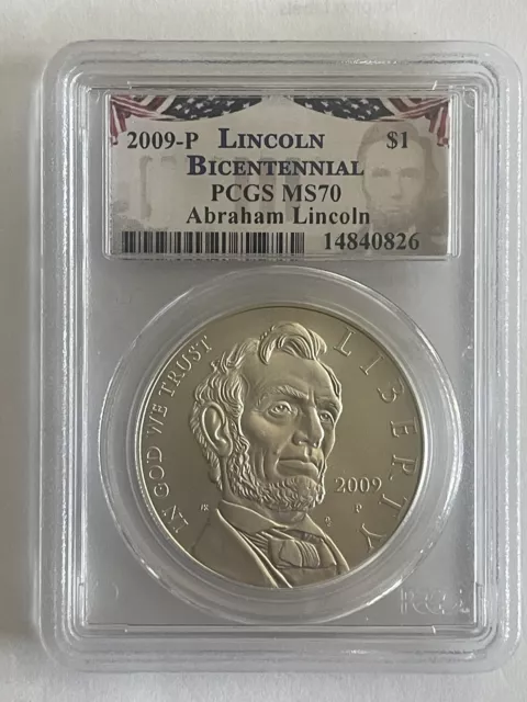 2009-P Pcgs Ms70 Abraham Lincoln Bicentennial Commemorative Silver Dollar Coin