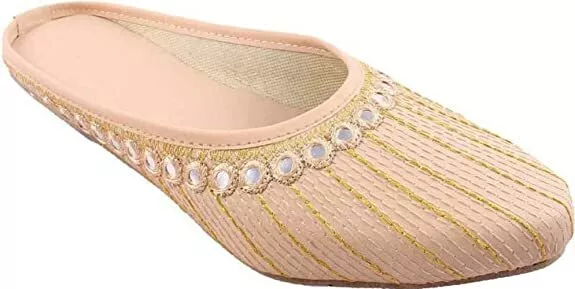 Womens Punjabi Jutti Indian bridal khussa ethnic bellies flat US Size 6-11 Ivory