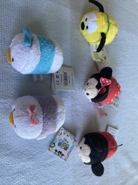 Disney Tsum Tsum Plush Lot of Five Mickey Minnie Pluto Donald Daisy