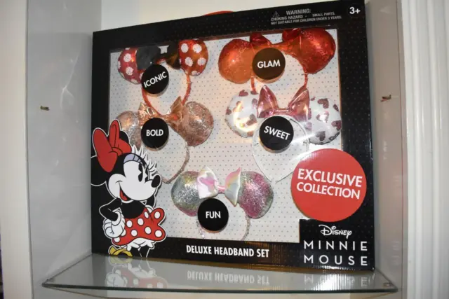 Disney Minnie Mouse Ears Deluxe Headband Set of 5 NIB