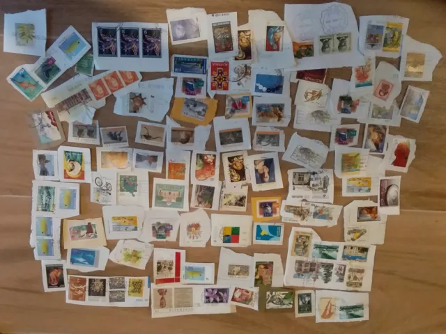 200 Australian  Decimal Used Stamps on Paper Bulk Lot