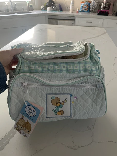 Vintage Precious Moments Diaper Bag  - Blue Diaper Bag with Changing Pad RARE