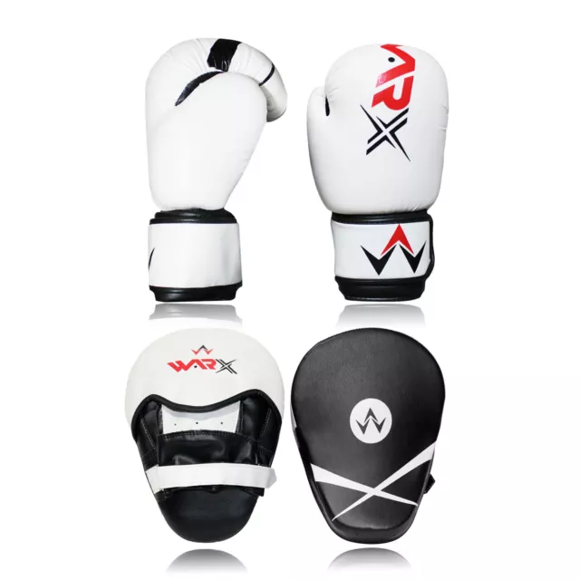 WARX Boxing Gloves and Focus Pads Set Hook & Jabs Mitts Punch Gym Training MMA