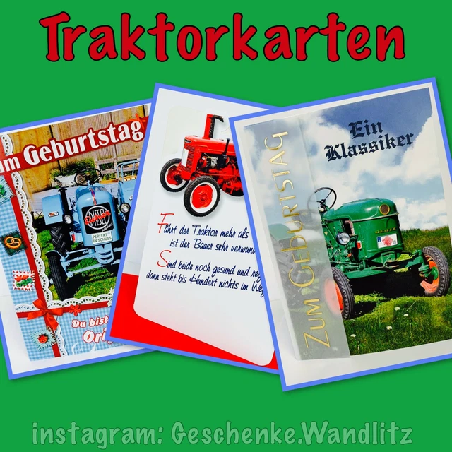GLÜCKWUNSCHKARTE MIT TRAKTOR Klappkarte Geburtstagskarte Trecker