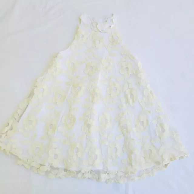 Janie & Jack Girl's Cream Floral Embroidered Overlay Sleeveless Dress - size 5