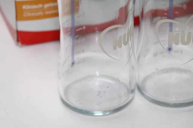 NUK First Choice+ Babyflaschen aus Glas,Starter Set,0–6M,2x240ml/2x120ml, Macken 3