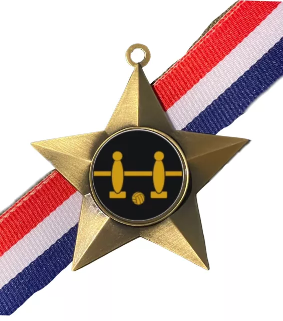 Table Football Award Personalised Antique Gold Star Medal & Ribbon