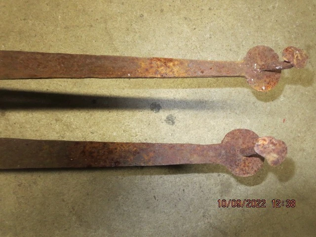 Antique Hand Forged Pair Iron Barn Door Strap Hinges 42 inch Long x 2 inch Pair 9
