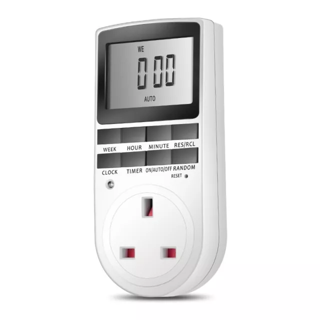 Electronic Digital Mains Plug in Timer Socket with LCD Display 24 Hour 7 Days