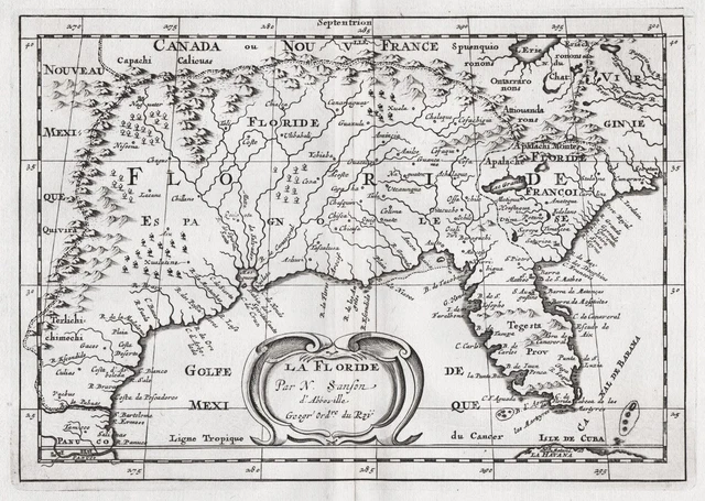 Florida United States USA  America Amerika Amerique map Karte Sanson 1680