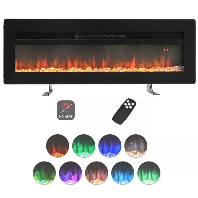 Electric Fireplace Wall Hanging / Inset into / Floor Standing 9-Color LED Remote