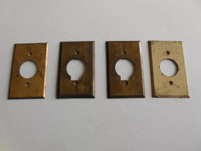 Vintage set of 4 brass single-gang electrical outlet plug switch cover plates