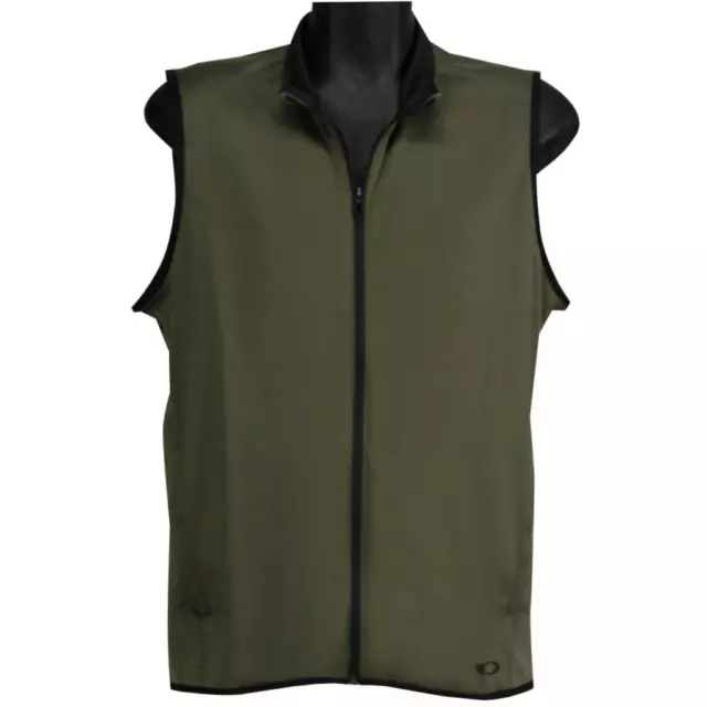 Oakley Range Vest Mens Size S Small Dark Brush Green Full Zip Sleeveless Vest