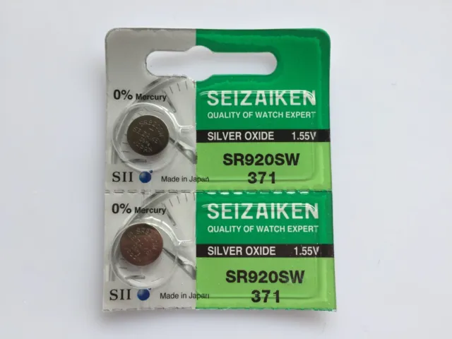 2x Seizaiken SR920SW 371 Silver Oxide Watch Battery made in Japan By Seiko
