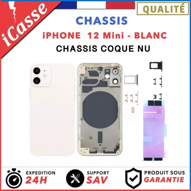 Chassis remplacement pour iPhone 12 MINI BLANC - Chassis Coque nu + COLLE