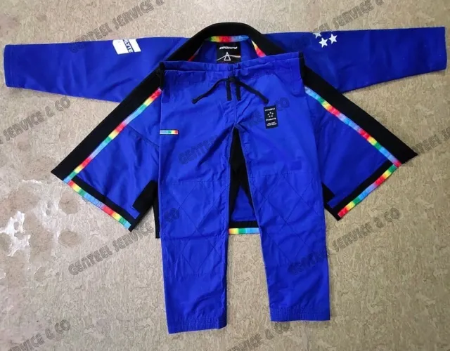Blue Brazilian jiu jitsu Kimono with high quality material and Black Contrast A1