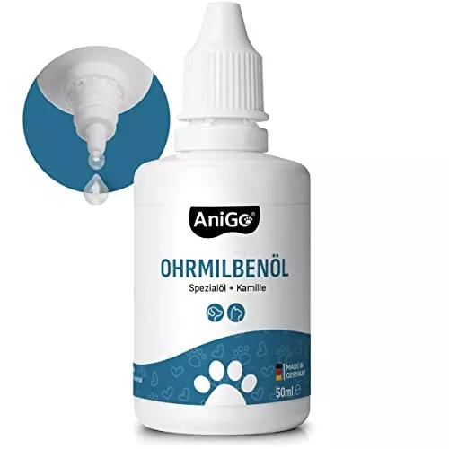 AniGo Huile d'acariens 50 ml pour chat - Anti-acariens à la camomille pour ch...