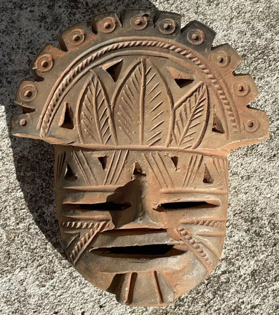 Vintage Mayan PreColumbian Mask Clay Primitive Rare Antique God Inca Aztec Tribe