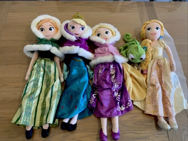 Disney Princess Soft Doll 20” Bundle. Elsa, Anna, Rapunzel, Pascal