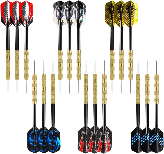 Steel Tip Darts, 18 Pack Premium Professional Dartboard Darts Metal Tip Set USA