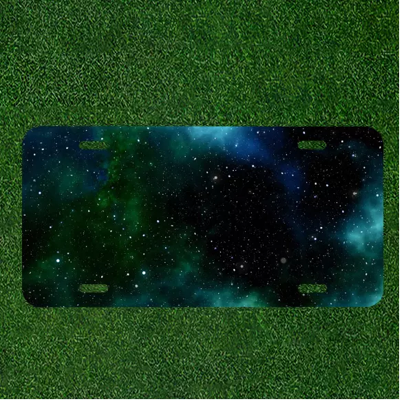 Custom Personalized License Plate Tag With Amazing Space Background Add Names