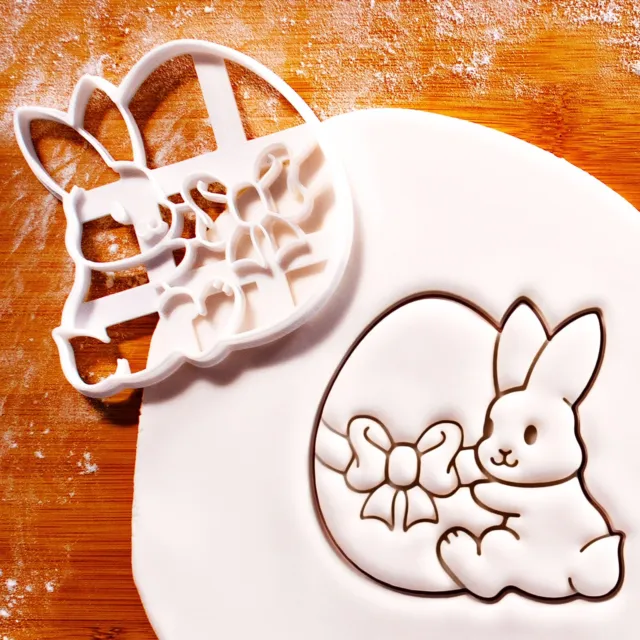 Bunny with Easter Egg Cookie Cutter - fluffy rabbit Pascha baby shower spring