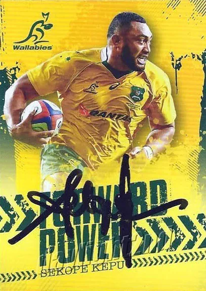 ✺Signed✺ 2017 WALLABIES Rugby Union Card SEKOPE KEPU Foward Power