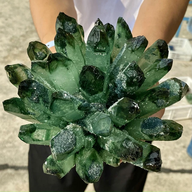 4.6LB New Find Green Phantom Quartz Crystal Cluster Mineral Specimen Healing 9