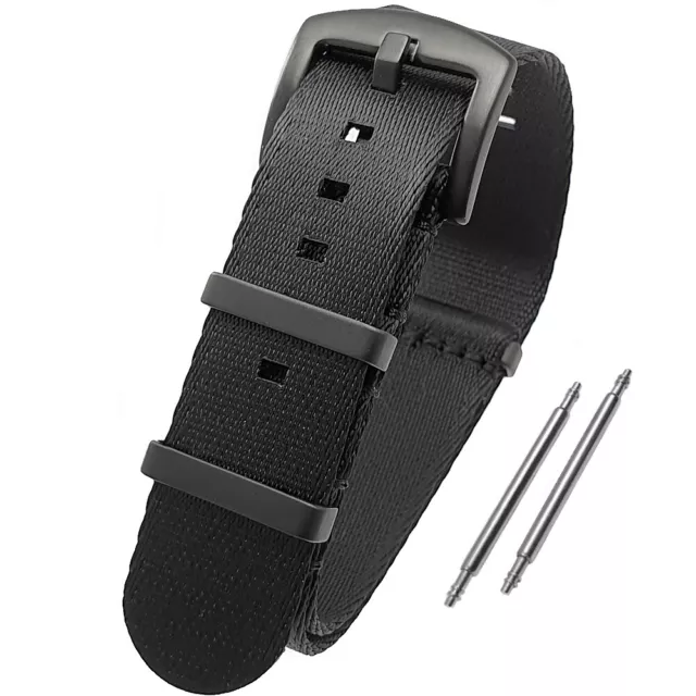 Seatbelt NATO G10 Premium Nylon Watch Strap PVD Buckle Black 18mm 20mm 22mm