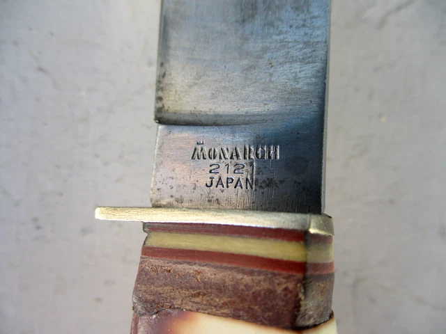Vintage Monarch 2121 Fixed Blade Hunting Fishing Camping Knife w/ Leather Sheath 3