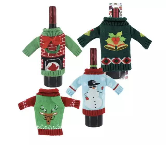 Uncle Bob’s Christmas Ugly Sweater Wine Bottle Holders Choice of 4 Designs