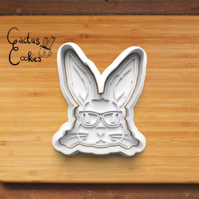 Conejo con gafas Pascua cortador molde de corte sello Clay Cutter cortador de arcilla
