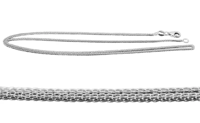 Zopfkette Weißgold 585 massiv feine Halskette Collier Karabiner 42 / 45 / 50 cm