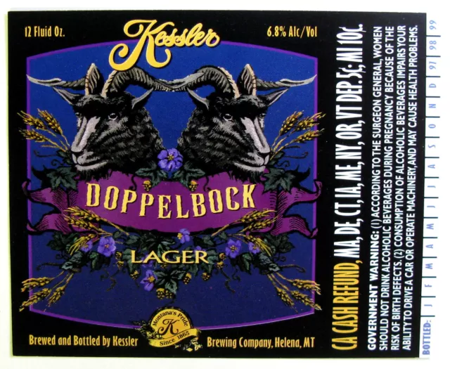 Kessler Brewing KESSLER DOPPELBOCK LAGER beer label MT 12oz