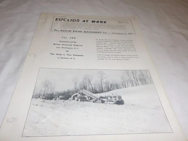 1946  Euclids At Work News Bulletin No. 9 On A Belt Loader Sales Brochure