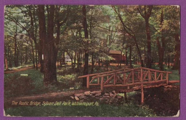 Williamsport Pa Vintage Pc Cottages The Rustic Bridge Sylvan Dell Park 1912