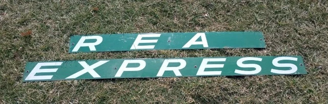 Vintage Railway Express Agency Porcelain Metal Railroad Sign REA Large Signs