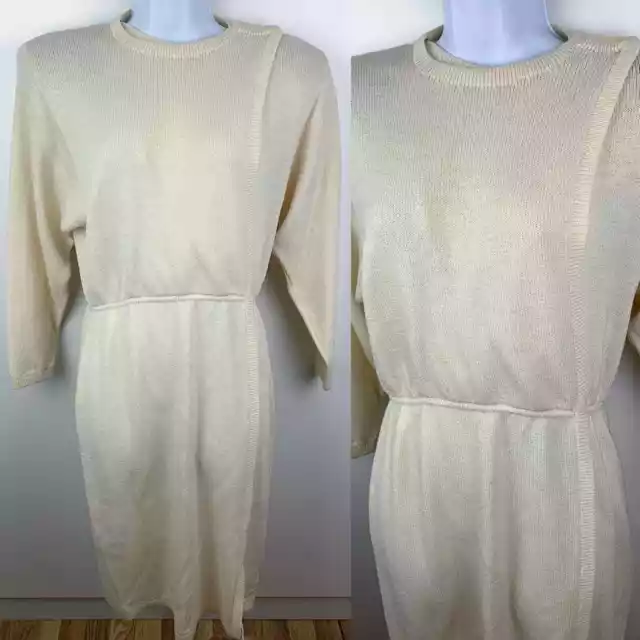 St. John Evening Santana Knit Long Sleeve Midi Wrap Bodice Dress Vintage Saks